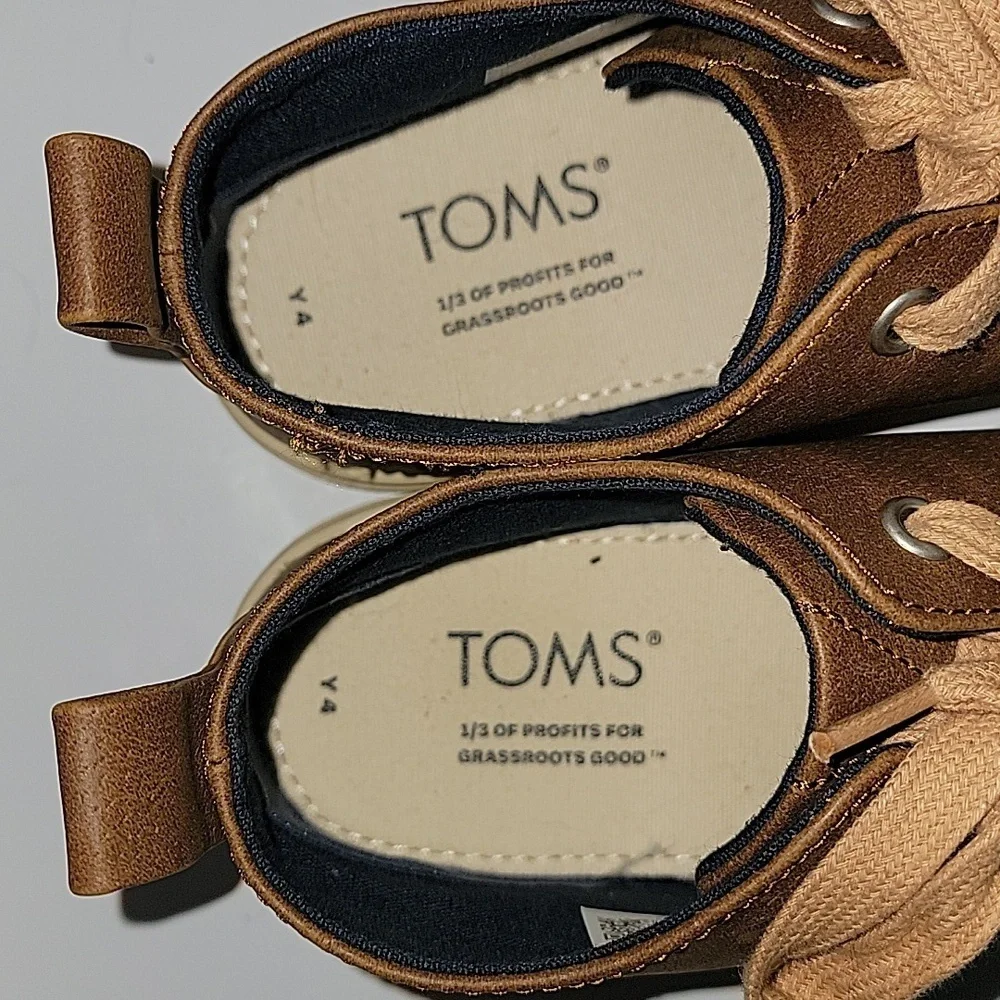 Boys Toms‎ Botas Sneakers, Brown, Size 4, Pre-owned